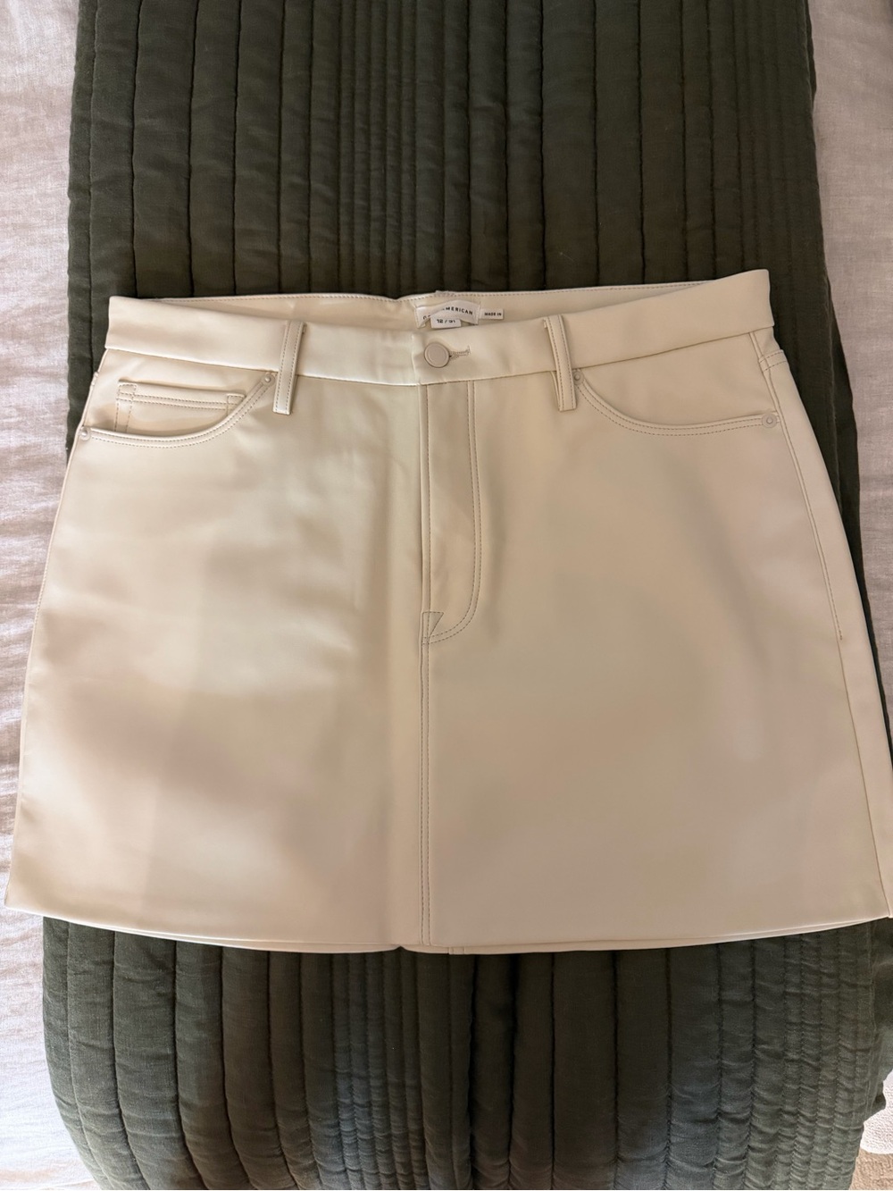 Good American Leather Mini Skirt Cream - 12 NWT